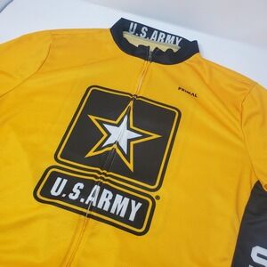 U.S. Army Cycling Jersey Mens 2XL Yellow Short Sleeve Full Zip Primal Wear